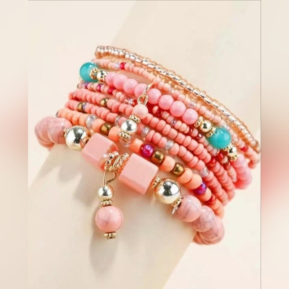 Jewelry - Bohemian Multi-layer Stone Bracelet /pink